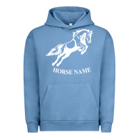 Pigment Pebble Blue Personalised Horse Printed Equestrian Riding Cob Jumping Rider Horse Urban Hoodie - artisFamous