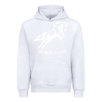 White Personalised Horse Printed Equestrian Riding Cob Jumping Rider Horse Urban Hoodie - artisFamous