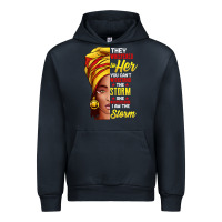 Navy black history month shirt african woman afro i am the storm t shirt Urban Hoodie - artisFamous