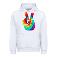 White cool peace hand tie dye t shirt for boys and girls Urban Hoodie - artisFamous