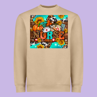 Pumpkin Nurse With Sunflower Heavyweight Sweatshirt Designed By Adodesignshop
