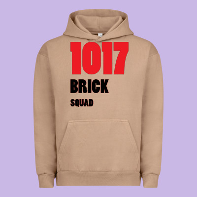 1017 Brick Squad Black Red Urban Hoodie Designed By Artisfamous