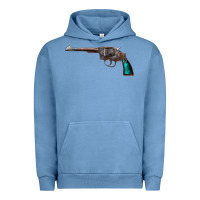 Pigment Pebble Blue Revolver Handgun Urban Hoodie - artisFamous
