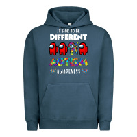 Pigment Midnight Navy a.mong us it's o.kay to be different autism awareness t shirt Urban Hoodie - artisFamous