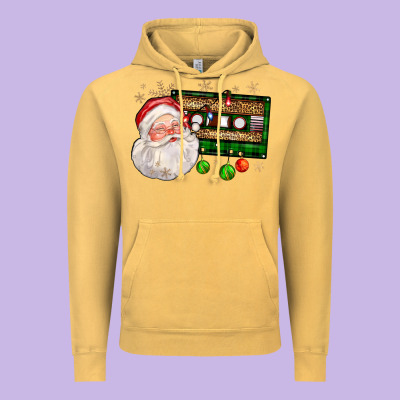Santa Cassette Vintage Hoodie Designed By Fadigitalartstudio
