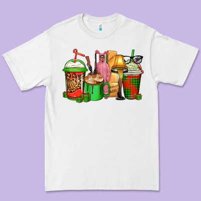 Christmas Movie Coffee Cups Premium Tee Designed By Cowgirlartshop