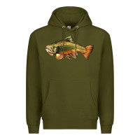 Army Green leaping brook trout Premium Hoodie - LillyAllenDesigns
