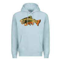 Blue Mist leaping brook trout Premium Hoodie - LillyAllenDesigns