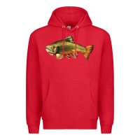 Red leaping brook trout Premium Hoodie - LillyAllenDesigns