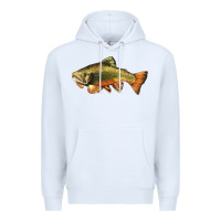 White leaping brook trout Premium Hoodie - LillyAllenDesigns