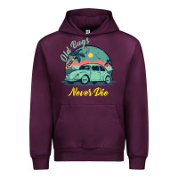 Mauve Wine Vintage Funny Beetle Bug Distressed Classic Cars Old Bugs Never Die Urban Hoodie - artisFamous