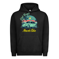 Pigment Black Vintage Funny Beetle Bug Distressed Classic Cars Old Bugs Never Die Urban Hoodie - artisFamous