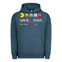 Pigment Midnight Navy cool retro 80s pacman ghosts video games Urban Hoodie - artisFamous