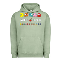 Pigment Oil Green cool retro 80s pacman ghosts video games Urban Hoodie - artisFamous