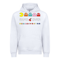 White cool retro 80s pacman ghosts video games Urban Hoodie - artisFamous