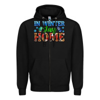 Black in winter stay home with gloves Zipper Hoodie - AdoDesignShop
