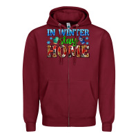 Burgundy in winter stay home with gloves Zipper Hoodie - AdoDesignShop