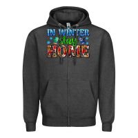 Charcoal Heather in winter stay home with gloves Zipper Hoodie - AdoDesignShop