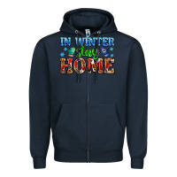 Navy in winter stay home with gloves Zipper Hoodie - AdoDesignShop