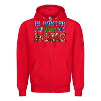 Red in winter stay home with gloves Zipper Hoodie - AdoDesignShop