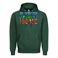 Sports Green in winter stay home with gloves Zipper Hoodie - AdoDesignShop
