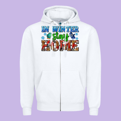 In Winter Stay Home With Gloves Zipper Hoodie Designed By Adodesignshop