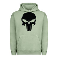 Pigment Oil Green the punisher skull black Urban Hoodie - artisFamous