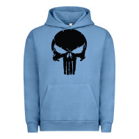 Pigment Pebble Blue the punisher skull black Urban Hoodie - artisFamous
