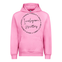 Fuchsia Pink inclusion matters with empathy bravery respect Urban Hoodie - artisFamous