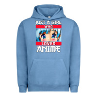 Pigment Pebble Blue just a girl who loves anime japanese cute Urban Hoodie - artisFamous