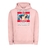 Pigment Salmon just a girl who loves anime japanese cute Urban Hoodie - artisFamous