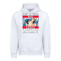 White just a girl who loves anime japanese cute Urban Hoodie - artisFamous