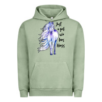 Pigment Oil Green just a girl who loves horses Urban Hoodie - artisFamous