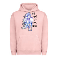 Pigment Salmon just a girl who loves horses Urban Hoodie - artisFamous