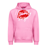 Fuchsia Pink kiss lips i love my gringo wife girlfriend premium Urban Hoodie - artisFamous