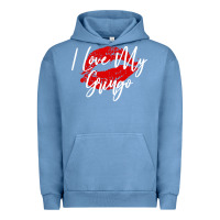 Pigment Pebble Blue kiss lips i love my gringo wife girlfriend premium Urban Hoodie - artisFamous