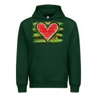 Forest Green Watermelon Heart Urban Hoodie - artisFamous
