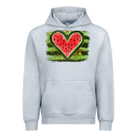 Heather Grey Watermelon Heart Urban Hoodie - artisFamous