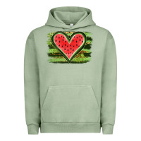 Pigment Oil Green Watermelon Heart Urban Hoodie - artisFamous