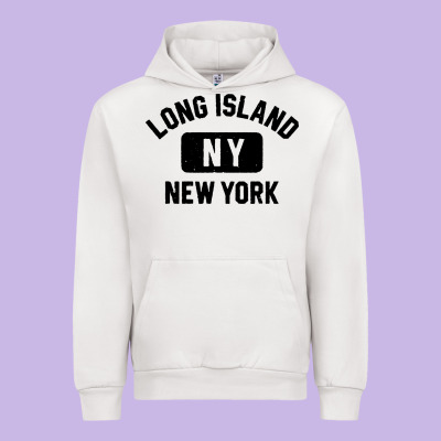 Long Island Ny Gym Style Distressed Amber Print Urban Hoodie Designed By Artisfamous