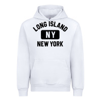 White long island ny gym style distressed amber print Urban Hoodie - artisFamous