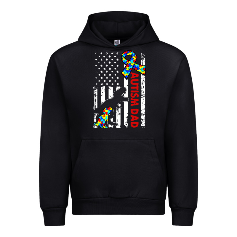 Mens Distressed Dinosaur Autism Dad Usa Flag Urban Hoodie by artisFamous | Teevron