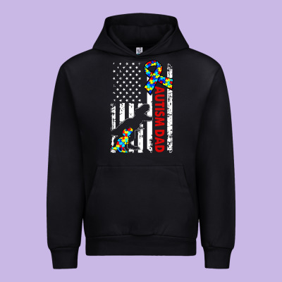 Mens Distressed Dinosaur Autism Dad Usa Flag Urban Hoodie Designed By Artisfamous