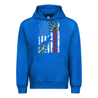 Cobalt mens distressed dinosaur autism dad usa flag Urban Hoodie - artisFamous