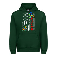Forest Green mens distressed dinosaur autism dad usa flag Urban Hoodie - artisFamous