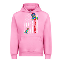 Fuchsia Pink mens distressed dinosaur autism dad usa flag Urban Hoodie - artisFamous