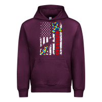 Mauve Wine mens distressed dinosaur autism dad usa flag Urban Hoodie - artisFamous