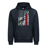 Navy mens distressed dinosaur autism dad usa flag Urban Hoodie - artisFamous