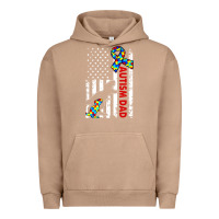 Pigment Burro mens distressed dinosaur autism dad usa flag Urban Hoodie - artisFamous