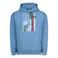 Pigment Pebble Blue mens distressed dinosaur autism dad usa flag Urban Hoodie - artisFamous